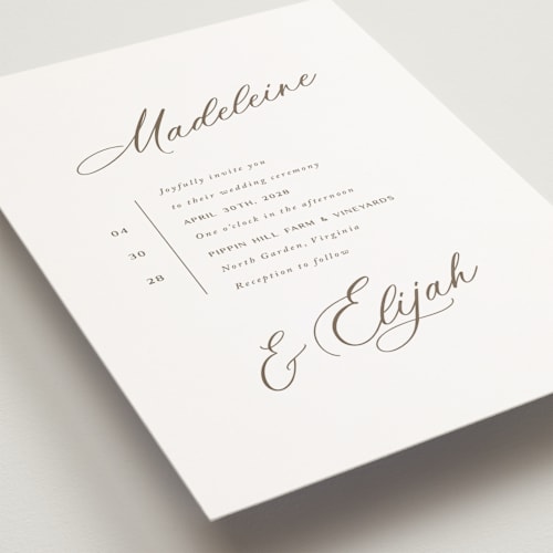 This is a latte petite wedding invitations with standard by Cara Scott called whimsy printing on signature in petite