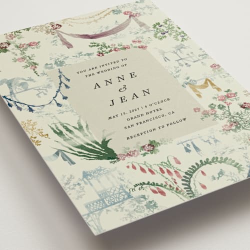 This is a nouvelle petite wedding invitations with standard by Sumak Studio called chinoiserie printing on signature in petite
