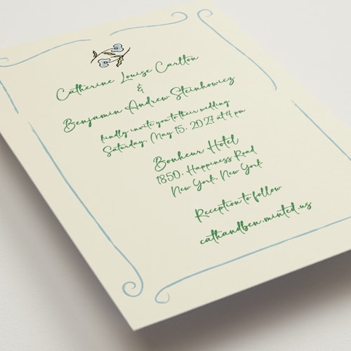 This is a waterlily petite wedding invitations with standard by Helena Vitto called the pairfect printing on signature in petite