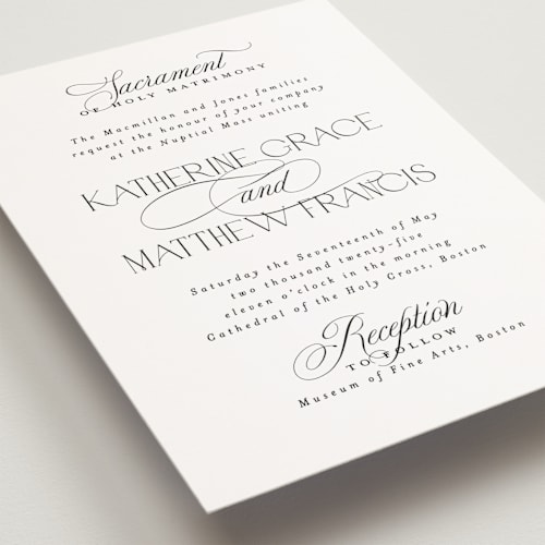 This is a cloud petite wedding invitations with standard by Heather Cairl called sacrament printing on signature in petite