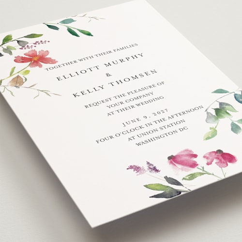 This is a floral petite wedding invitations with standard by Mere Paper called spring wildflowers printing on signature in petite