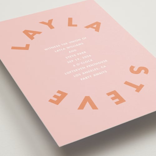 This is a candy petite wedding invitations with standard by Catherine Culvenor called bubblegum printing on signature in petite