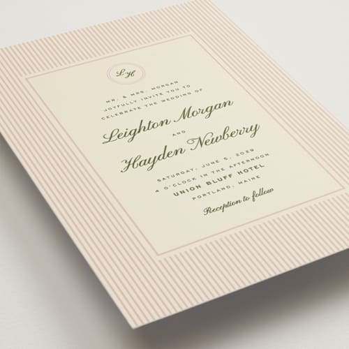 This is a blush petite wedding invitations with standard by Ellen Schlegelmilch called hayden printing on signature in petite