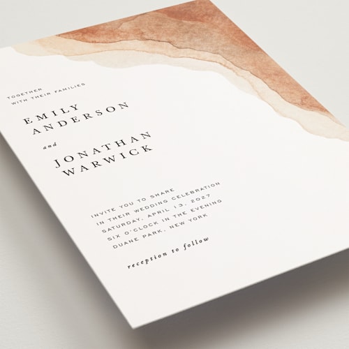 This is a desert petite wedding invitations with standard by Yuliya Evseeva called watercolor dune printing on signature in petite