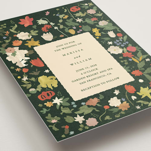 This is a garden petite wedding invitations with standard by Sumak Studio called all the flowers of the world printing on signature in petite