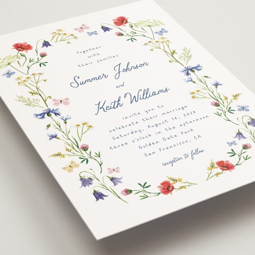 This is a ivory petite wedding invitations with standard by frau brandt called wildflower romance printing on signature in petite