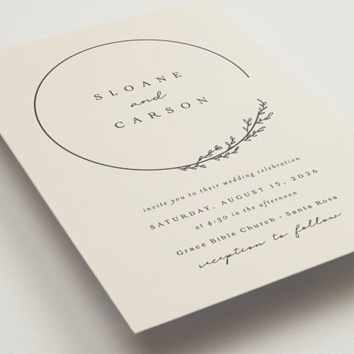 This is a almond petite wedding invitations with standard by Brianne Larsen called branched printing on signature in petite