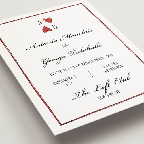 This is a lily petite wedding invitations with standard by Pati Cascino called two hearts printing on signature in petite