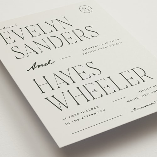 This is a forest petite wedding invitations with standard by Blustery August called hayes printing on signature in petite