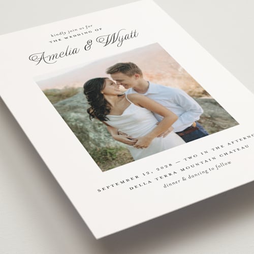 This is a snow petite wedding invitations with standard by Pixel and Hank called terra printing on signature in petite