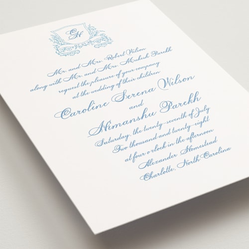 This is a capri petite wedding invitations with standard by Creo Study called royalty printing on signature in petite