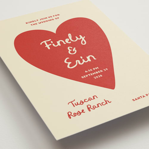 This is a cherry petite wedding invitations with standard by Ani Somi called big heart wedding printing on signature in petite