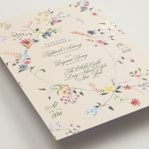 This is a english garden petite wedding invitations with standard by Phrosné Barwood called whimsey floral printing on signature in petite