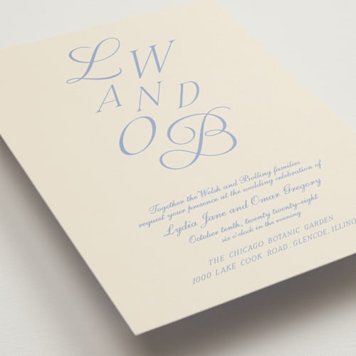 This is a ocean petite wedding invitations with standard by Baumbirdy called luxe printing on signature in petite