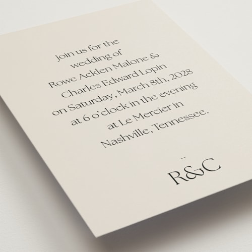 This is a sandstone petite wedding invitations with standard by Sara Hicks Malone called monogram edit printing on signature in petite