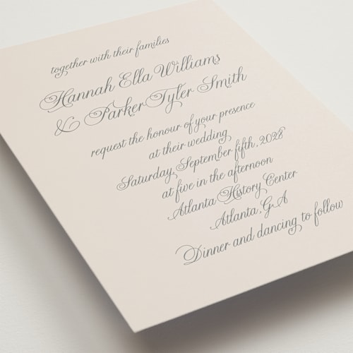 This is a ivory petite wedding invitations with standard by Petra Kern called let's say i do printing on signature in petite