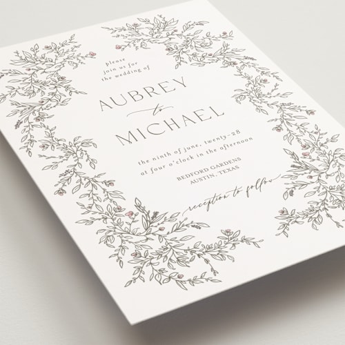 This is a ravello petite wedding invitations with standard by Anne Ciotola called cottonwood printing on signature in petite