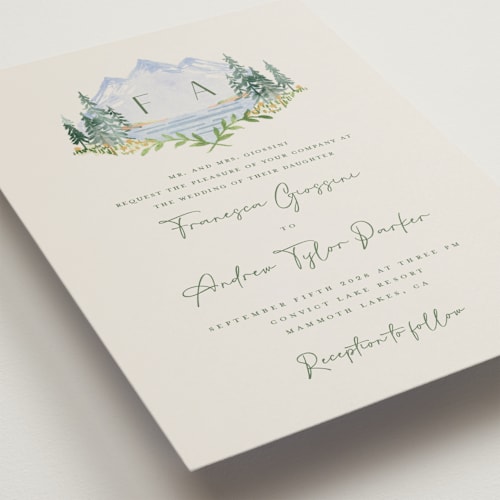 This is a summer petite wedding invitations with standard by Petra Kern called miniature mountainscape printing on signature in petite