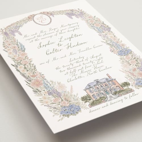 This is a petal petite wedding invitations with standard by Jenna Holcomb called charlotte printing on signature in petite