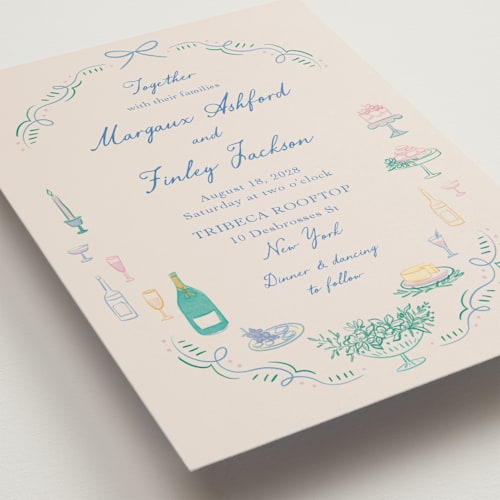 This is a pastel petite wedding invitations with standard by Elly called dining printing on signature in petite