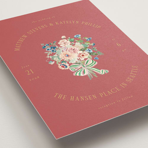 This is a rose petite wedding invitations with standard by Itsy Belle Studio called ruban en fleur printing on signature in petite