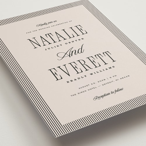 This is a noir petite wedding invitations with standard by Pixel and Hank called linea printing on signature in petite