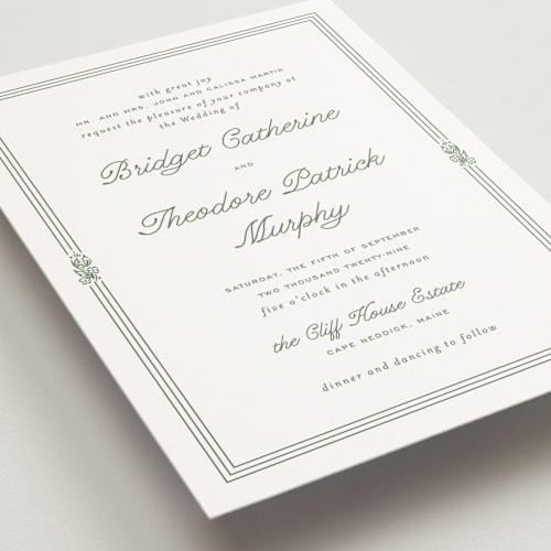 This is a leaf petite wedding invitations with standard by Kate Ahn called court printing on signature in petite