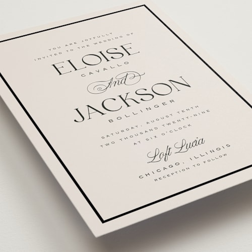 This is a onyx petite wedding invitations with standard by Laura Hankins called galleria printing on signature in petite