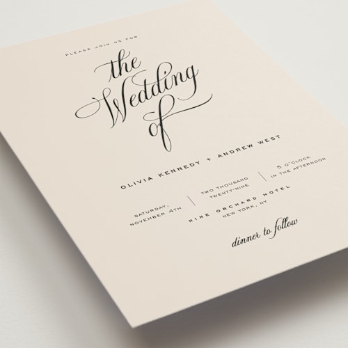 This is a almond petite wedding invitations with standard by Eric Clegg called modern romance printing on signature in petite