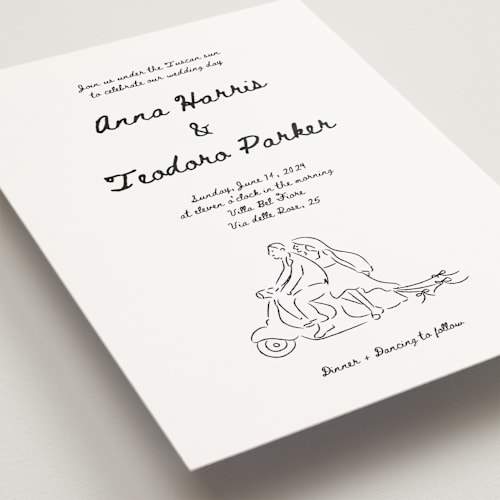 This is a nero petite wedding invitations with standard by Helena Vitto called amore mio printing on signature in petite