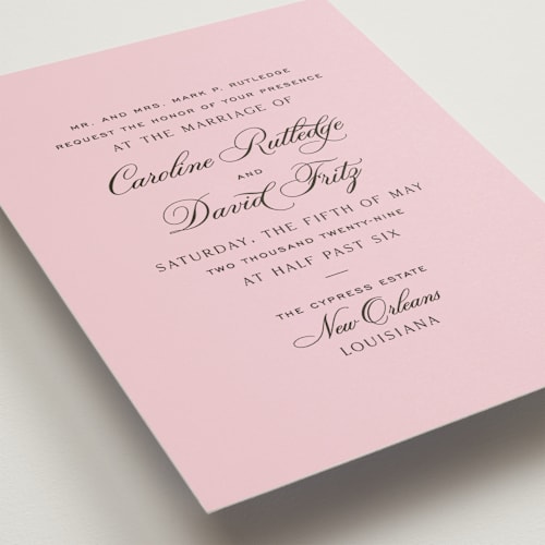 This is a peony petite wedding invitations with standard by Megan Davis called nola printing on signature in petite