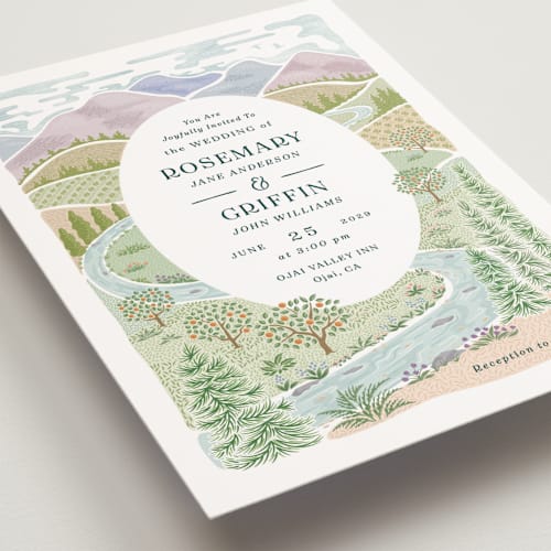 This is a pine petite wedding invitations with standard by Paper Sun Studio called river valley printing on signature in petite