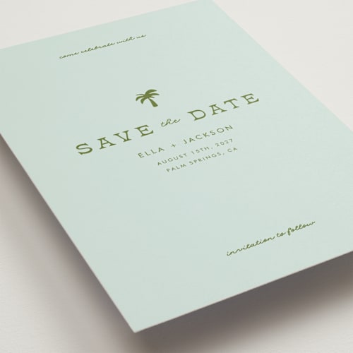 This is a ocean petite save the dates with standard by Olivia Goree called vacation printing on signature in petite