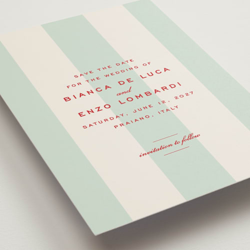This is a fresca petite save the dates with standard by Megan Davis called campania printing on signature in petite