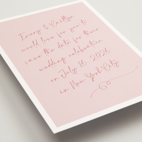 This is a rosebud petite save the dates with standard by Adelyn T. called ink scribble printing on signature in petite