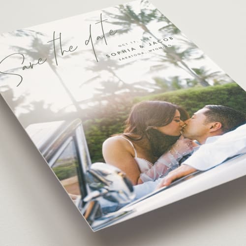 This is a olive you more save the date postcards with standard by Design Lotus called true north printing on signature in postcard