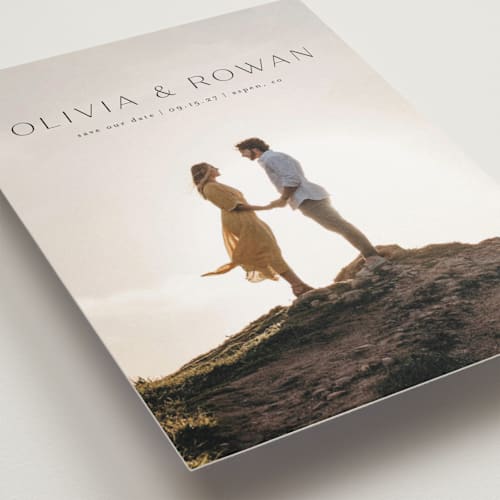 This is a midnight save the date postcards with standard by Shirley Lin Schneider called classic elegance printing on signature in postcard