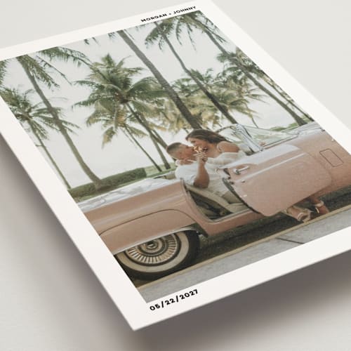 This is a moon save the date postcards with standard by Kelly Watkins called modern printing on signature in postcard