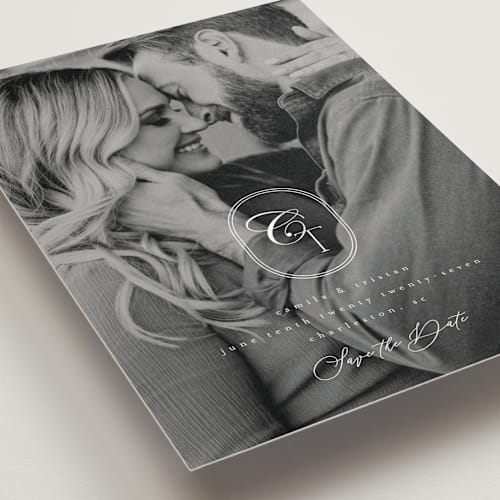 This is a opal save the date postcards with standard by Kristie Kern called gem printing on signature in postcard