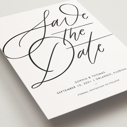 This is a snow save the date postcards with standard by Kristen Smith called delicate dates printing on signature in postcard