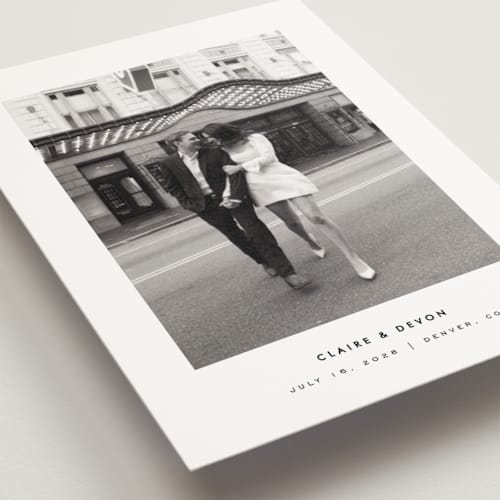 This is a silk save the date postcards with standard by Kelly Schmidt called framed minimalist printing on signature in postcard