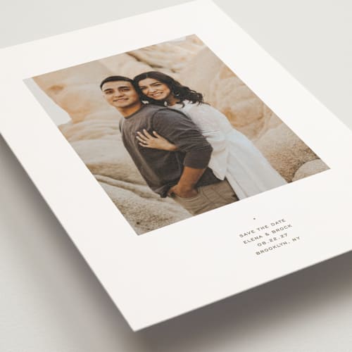 This is a salt save the date postcards with standard by Olivia Kanaley Inman called intention printing on signature in postcard