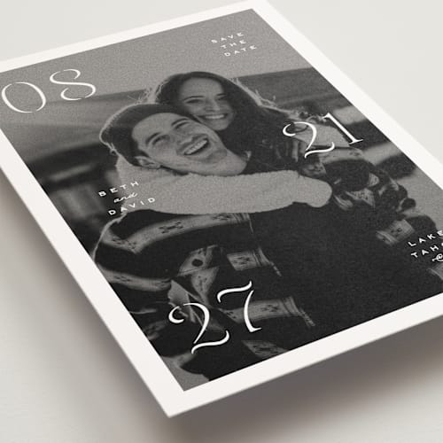 This is a classic save the date postcards with standard by Olivia Kanaley Inman called elements printing on signature in postcard