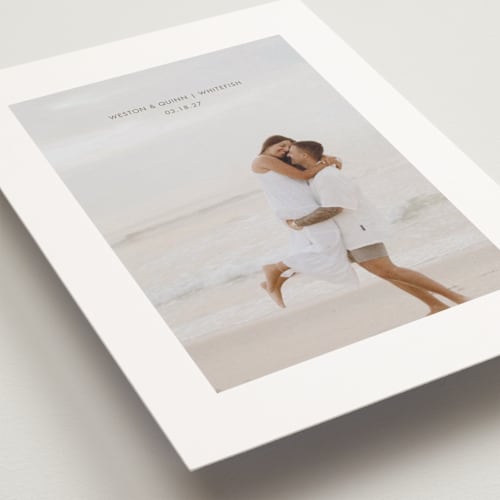This is a ice save the date postcards with standard by chocomocacino called ritornelli printing on signature in postcard
