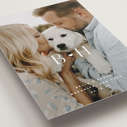 This is a quartz save the date postcards with standard by Kristie Kern called bella printing on signature in postcard