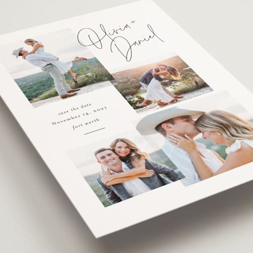 This is a licorice save the date postcards with standard by Jessica Williams called collected gallery printing on signature in postcard