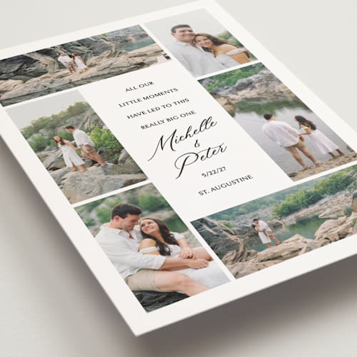 This is a pearl save the date postcards with standard by Kelsey Mucci called little moments big date printing on signature in postcard