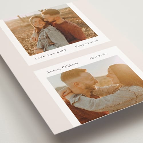 This is a sandstone save the date postcards with standard by Paper Raven Co. called notecard printing on signature in postcard
