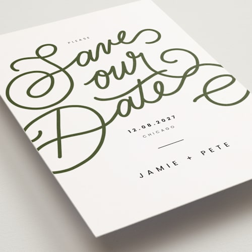 This is a ivy save the date postcards with standard by Adelyn T. called easy lettering printing on signature in postcard