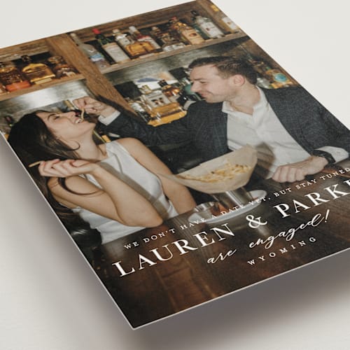 This is a pearl save the date postcards with standard by Oscar and Emma - Karly Depew called classic touch printing on signature in postcard